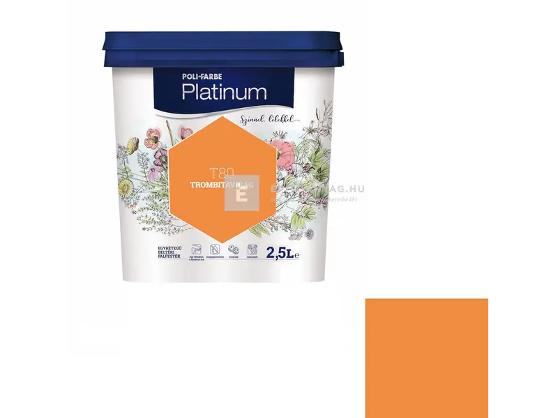 Poli-Farbe Platinum beltéri falfesték T80 trombitavirág 2,5 l Expressz kézbesítés
