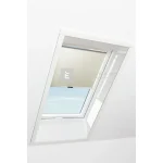 Vásárlói kedvenc Roto Designo ZRS R4/R7 74x140 cm, bézs fényszűrő kampós roló, fehér profilokkal