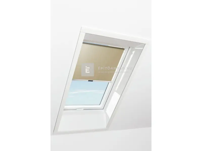 Roto Designo ZRS R4/R7 74x140 cm, sötét bézs fényszűrő kampós roló, fehér profilokkal Prémium