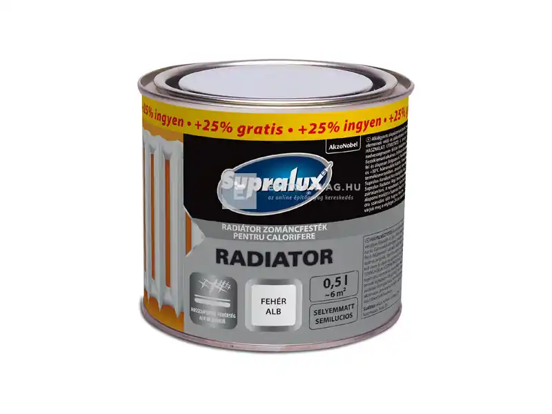 Supralux Radiatorfesték fémre, fehér 0,5 l Vedd meg most