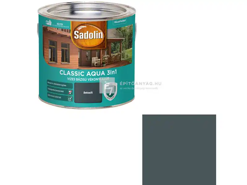 Kedvezmény Sadolin Classic Aqua vékonylazúr selyemfényű antracit 2,5 l
