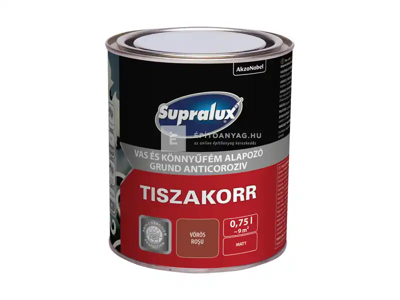 Szuper ajánlat Supralux Tiszakorr vas- és könnyűfém-alapozó vörös 0,75 l