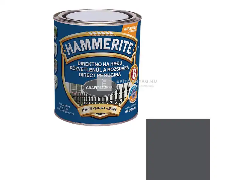 Hammerite Közvetlenül a Rozsdára fényes grafitszürke 0,75 l Prémium