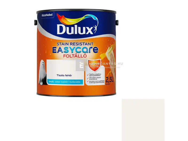 Népszerű Dulux EasyCare matt, foltálló beltéri falfesték tiszta fehér 2,5 l