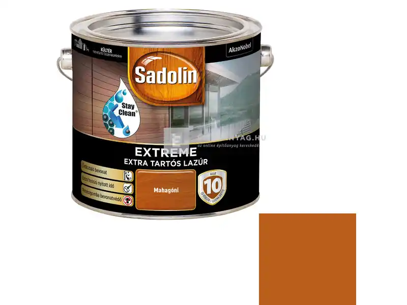 Szuper ajánlat Sadolin Extreme vizesbázisú vastaglazúr selyemfényű mahagóni 2,5 l