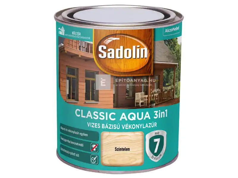 Outlet Sadolin Classic Aqua vékonylazúr selyemfényű színtelen 0,75 l