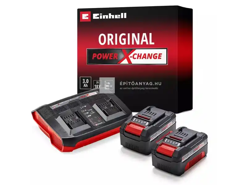 Olcsóbb Einhell 2x 3,0 Ah Power X-Change & Twincharger Kit 2 db akku + dupla töltő szett