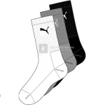 Kedvezményes ár Puma sportzokni 3 pár/csomag, fehér/szürke/fekete 47-49