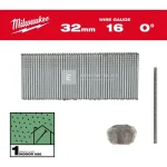 Prémium Milwaukee fej nélküli finiselő szeg szegbelövőhöz, galvanizált, 1,6x32 mm, 0°, SC1, 5000 db