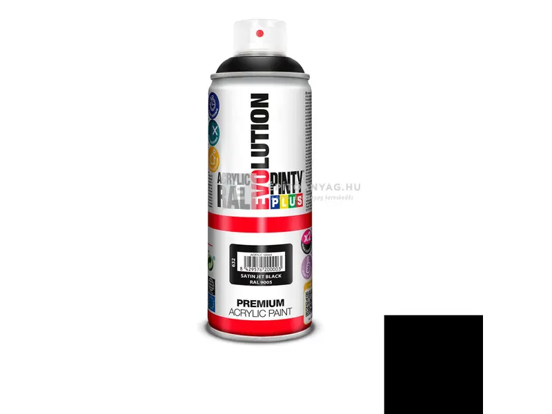 PintyPlus Evolution akril festék spray RAL 9005 jet black selyemfényű 400 ml Vedd meg online