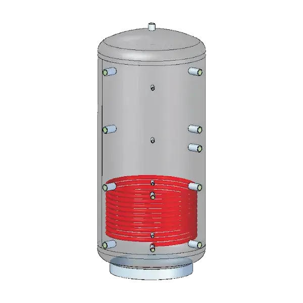 Outlet Magnet 1000 L puffertároló egy beépített csőkígyóval, szigetelés nélkül