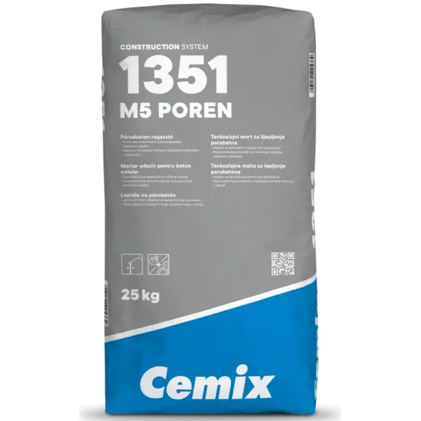 Szuper akció Cemix M5 Poren vékonyágyazatú pórusbeton ragasztó 25kg