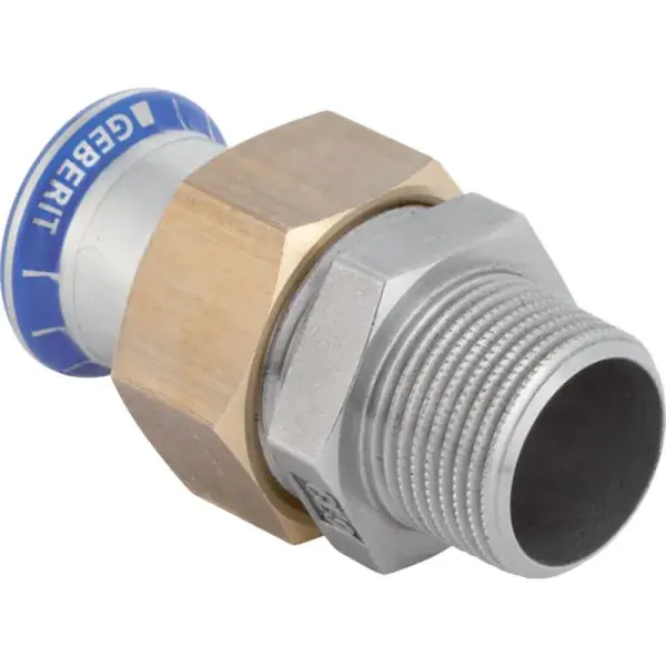 Olcsó Geberit Mapress rozsdamentes acél külső menetes átmeneti csatlakozó idom: d=22mm, R=3/4″