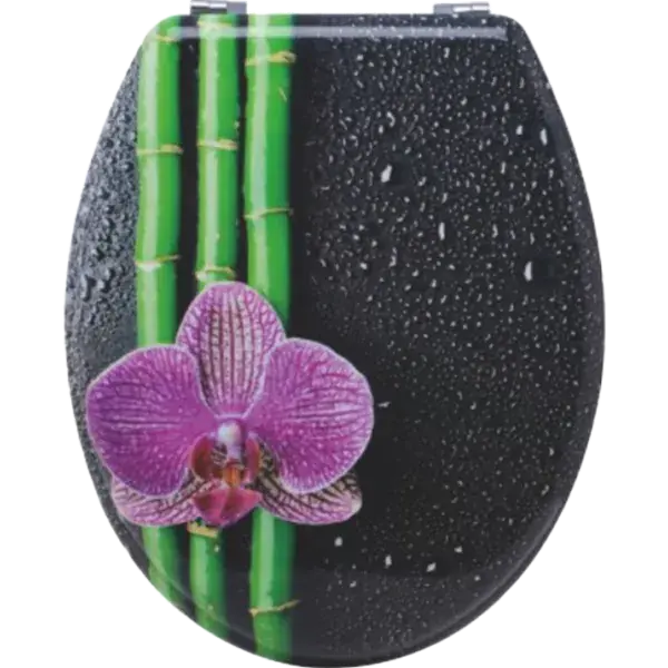 Korlátozott ajánlat Styron MDF WC-ülőke, színes, bambus-orchidea mintás