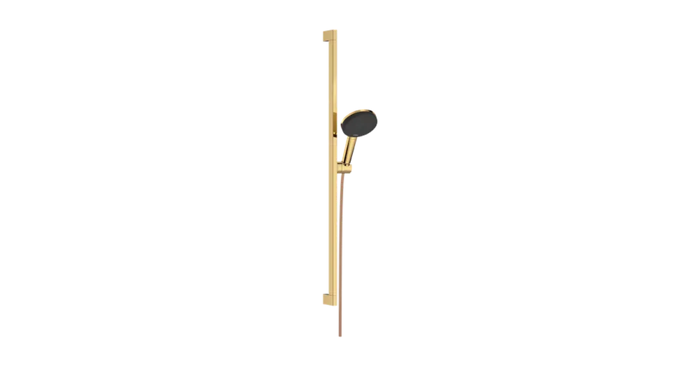 Hansgrohe Raindance Alive Select S Zuhanyszett 125, 3jet, EcoSmart, Unica E Puro 90cm-es zuhanyrúddal, zuhzanytartóval Polírozott Arany Hatású 24601990 Árengedmény