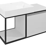 SAPHO SKARA fali mosdótartó szekrény, matt fekete kerettel, 100x46,5cm, matt fehér (CG004-3131) Különleges ajánlat