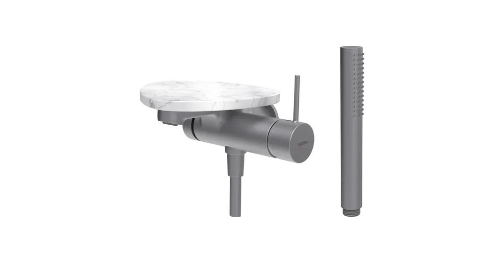LAUFEN ADA Falra szerelt kád csaptelep, 1-pontos Simiboxhoz, kiegészítőkkel, tálca lyuk nélkül, Rozsdamentes Acél/Márvány Fehér HF506765505060 Gyors kiszállítás