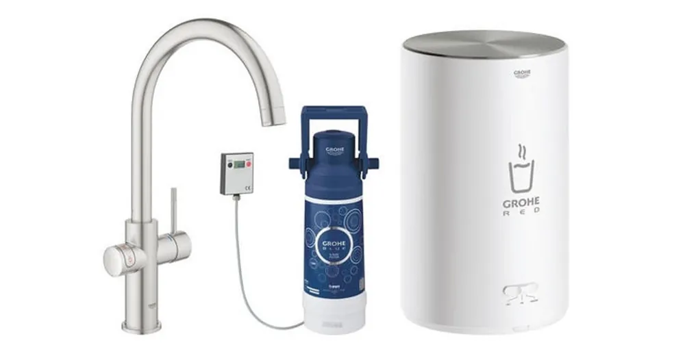 Különleges ajánlat Grohe Red Duo csaptelep és kombi bojler M méret (4 liter), supersteel 30083DC1