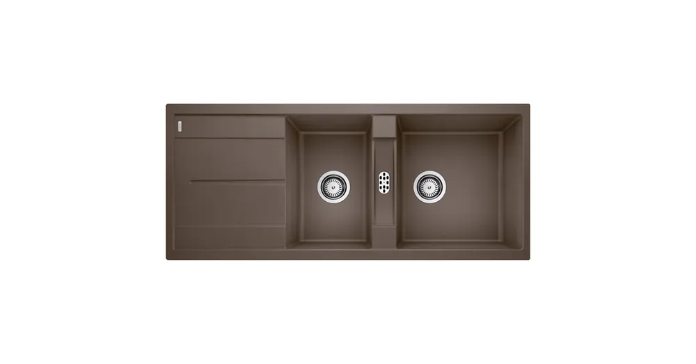 Blanco Metra 8 S két medencés gránit mosogató csepegtető felülettel 116x50 cm, kávé 515048 Kedvezményes ár