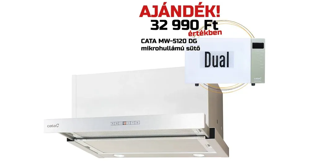Cata - Páraelszívó TFH-7600 X inox + AJÁNDÉK Cata MW-5120 DG green mikrohullámú sütő - 02010305szg Azonnal elérhető