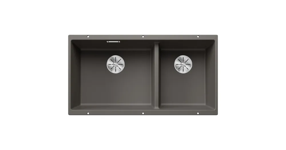 Blanco Subline 480/320-U két medencés gránit mosogató 85,5x46 cm kiegészítőkkel, vulkánszürke 527351 Prémium