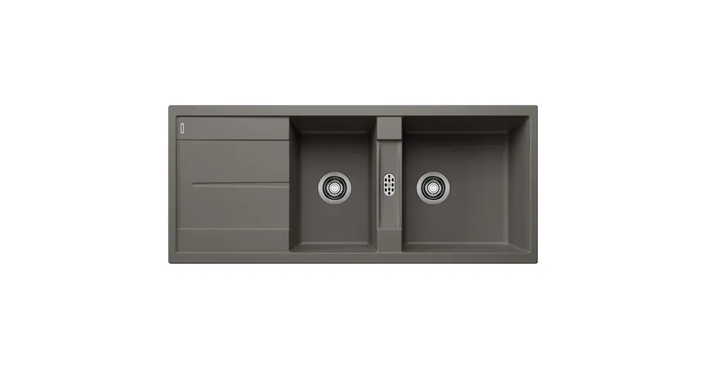 Blanco Metra 8 S két medencés gránit mosogató csepegtető felülettel 116x50 cm, vulkánszürke 527303 Akció