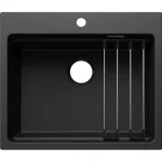 Árcsökkenés Blanco Etagon 6 Silgranit mosogató 60x51 cm acél sínnel, fekete 527746