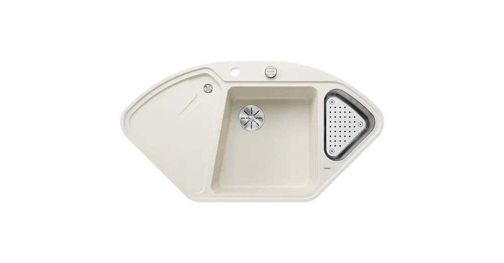 BLANCO DELTA II-F másfél medencés, 104,2x56 cm-es gránit mosogató, csepegtetőtálcával, lefolyószabályozóval, szintbe építhető, törtfehér 527056 Legjobb ár
