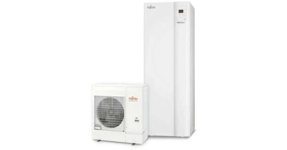 Fujitsu Waterstage Comfort WGYA100ML3 / WOYA100KLT levegő-víz osztott hőszivattyú, 190 literes HMV tartállyal, 1 fázisú, R32, (10,0kW) Akció