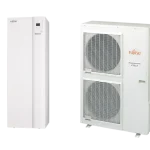 Népszerű Fujitsu Waterstage High Power HPDUO 14/1F WGYG140DG6 / WOYG140LCTA levegő-víz osztott hőszivattyú, 190 literes HMV tartállyal, 1 fázisú, R410, (13,5kW)