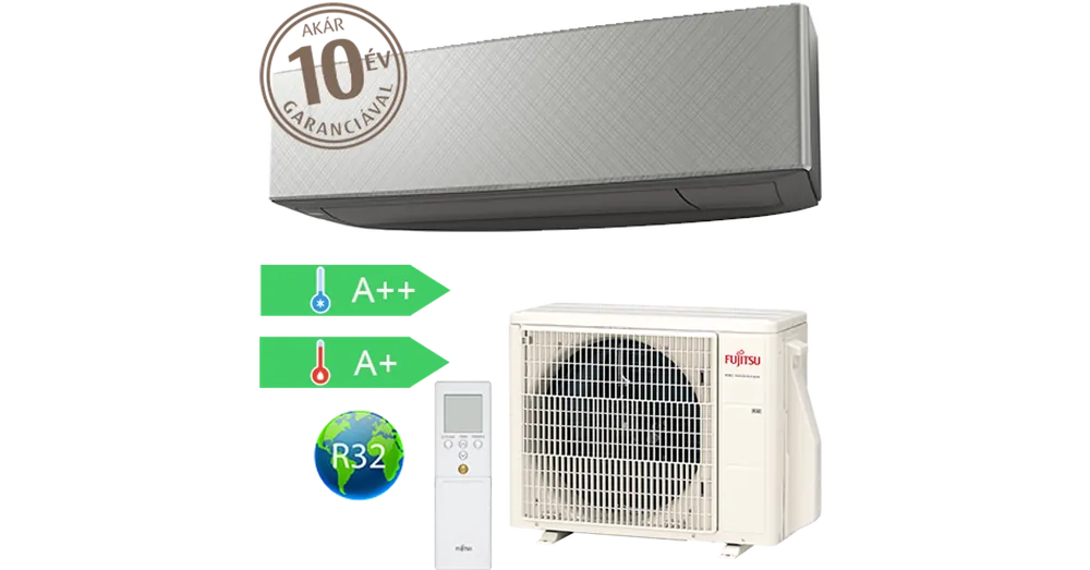 Kedvezményes ár Fujitsu Design ASYG07KETE-B/AOYG07KETA Silver X Dark Gray oldalfali split klíma (2 kW)