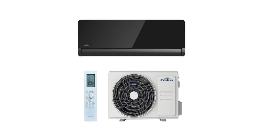 Outlet Fisher Art FSAIF-Art-94AE3-B/FSOAIF-Art-94AE3 oldalfali split klíma, Antracit - Fekete tükrös előlappal (2.5 kW)