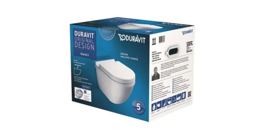 Duravit Starck 3 Öblítőperem nélküli Rimless fali wc szett, ülőkével 45270900A1 Exkluzív ajánlat
