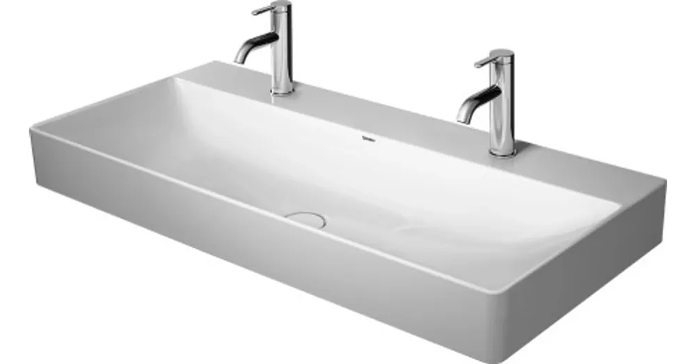 Prémium Duravit DuraSquare 100x47 cm mosdó két csaplyukkal, csiszolt 2353100072
