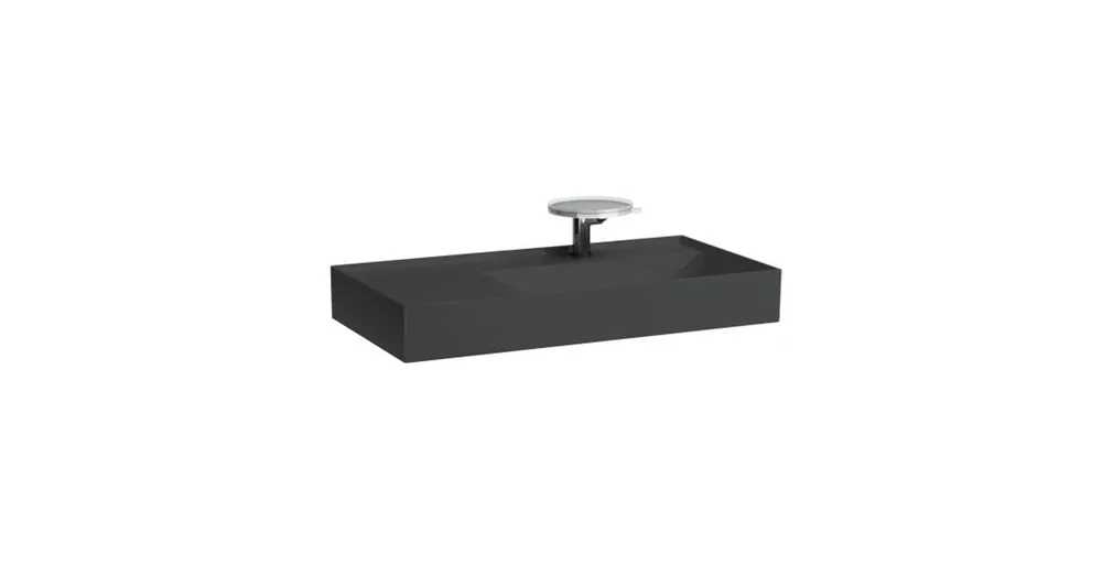 Akció LAUFEN KARTELL BY LAUFEN Mosdó, polcfelület bal oldalon, speciálisan fedett lefolyóval túlfolyónyílás nélkül, egy csaplyukkal , Graphite matt H8103397581111