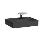 Bestseller LAUFEN KARTELL BY LAUFEN Mosdó, polcfelület bal oldalon, speciálisan fedett lefolyóval túlfolyónyílás nélkül, egy csaplyukkal , Graphite matt H8103357581111