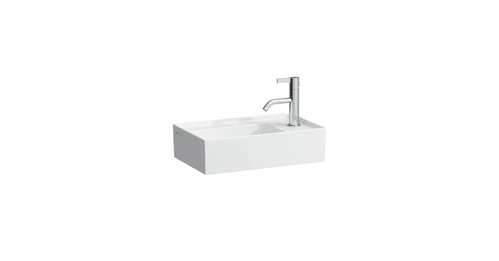 Azonnal elérhető LAUFEN KARTELL BY LAUFEN Kézmosó, jobb oldali armatúrapaddal túlfolyónyílás nélkül, egy csaplyukkal , Fehér LCC bevonattal H8153344001111