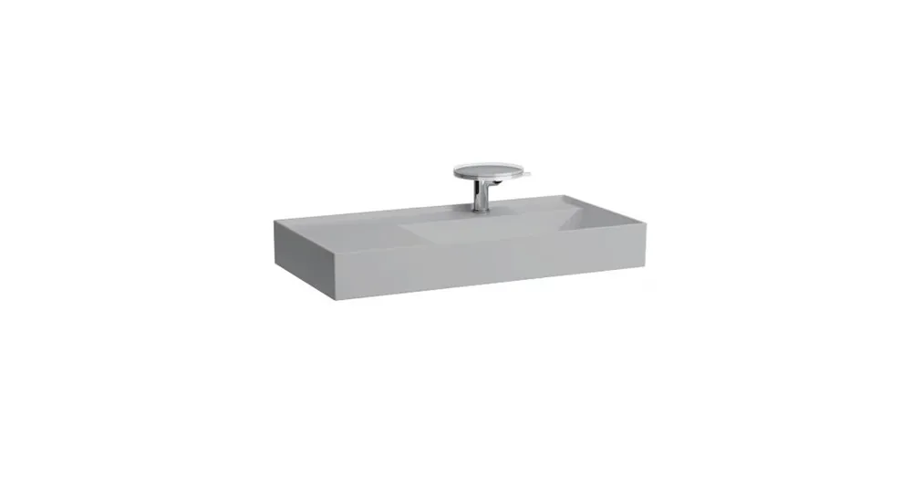 LAUFEN KARTELL BY LAUFEN Mosdó, polcfelület bal oldalon, speciálisan fedett lefolyóval túlfolyónyílás nélkül, egy csaplyukkal , Matt szürke H8103397591111 Biztonságos vásárlás