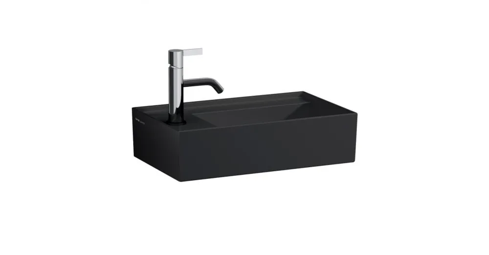 Gyors szállítás LAUFEN KARTELL BY LAUFEN Kézmosó, baloldali armatúrapaddal túlfolyónyílás nélkül, egy csaplyukkal , Fekete matt H8153357161111