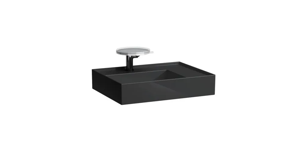 LAUFEN KARTELL BY LAUFEN Mosdó, polcfelület jobb oldalon, speciálisan fedett lefolyóval túlfolyónyílás nélkül, egy csaplyukkal , Fényes fekete H8103340201111 Vedd meg online