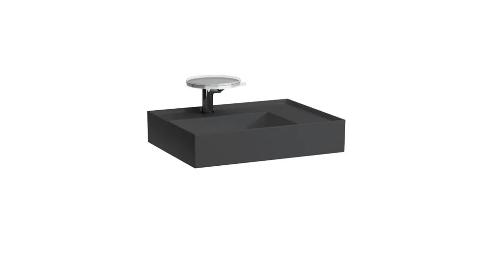 Ajánlat LAUFEN KARTELL BY LAUFEN Mosdó, polcfelület jobb oldalon, speciálisan fedett lefolyóval túlfolyónyílás nélkül, csaplyuk nélkül , Fekete matt H8103347161121