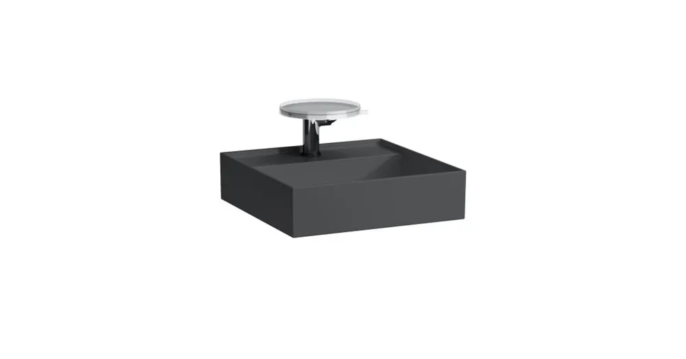 Legkelendőbb LAUFEN KARTELL BY LAUFEN Kézmosó, speciális rejtett lefolyóval túlfolyónyílás nélkül, csaplyuk nélkül , Graphite matt H8153317581121