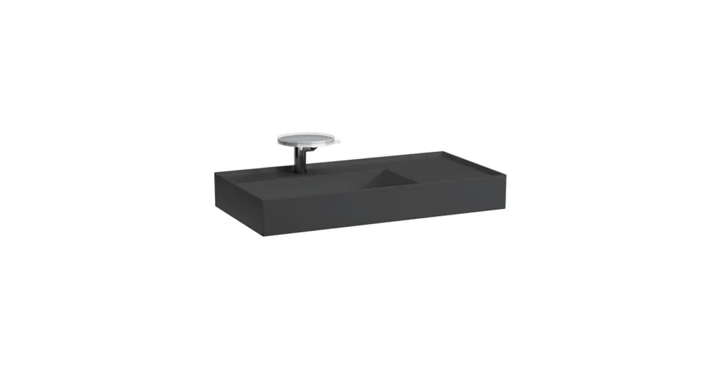 LAUFEN KARTELL BY LAUFEN Mosdó, polcfelület jobb oldalon, speciálisan fedett lefolyóval három csaplyukkal, túlfolyónyílás nélkül , Fekete matt H8103387161581 Szuper ajánlat
