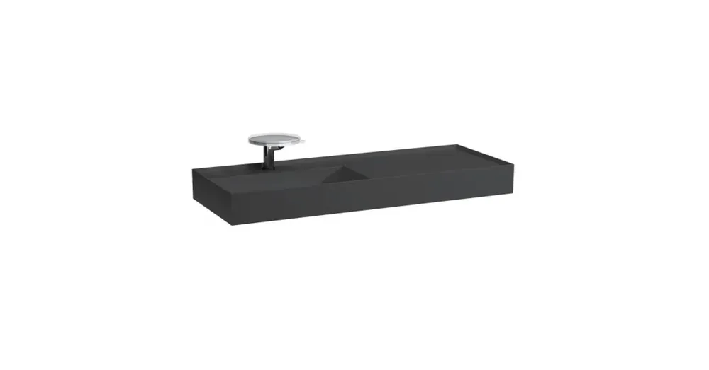 LAUFEN KARTELL BY LAUFEN Ráépíthető mosdó, pult jobb oldalon, speciálisan fedett lefolyóval három csaplyukkal, túlfolyónyílás nélkül , Fekete matt H8133327161581 Gyors kiszállítás