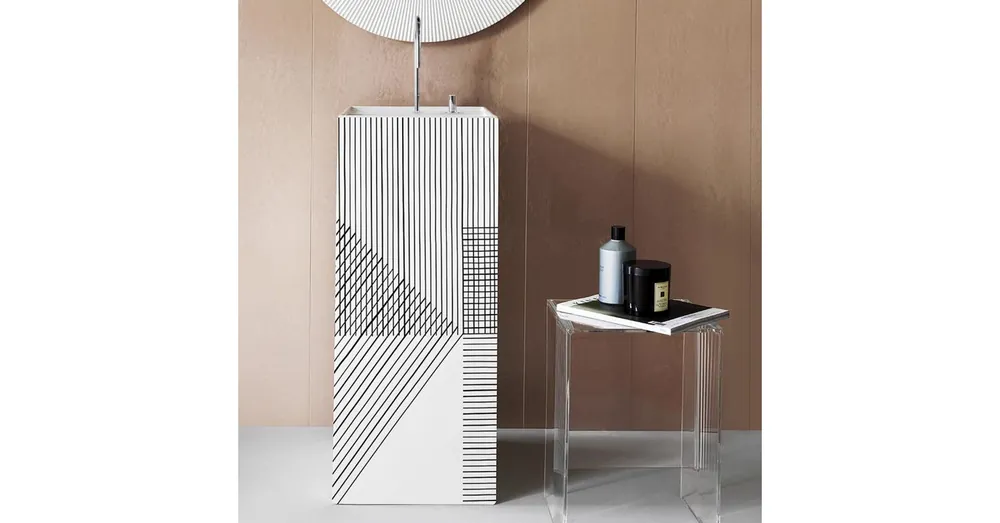 Vedd meg most LAUFEN KARTELL BY LAUFEN Szabadon álló mosdó, speciális rejtett lefolyóval egy csaplyuk, egy nyílás jobb oldalon elektronikus vezérlő szelep részére, túlfolyónyílás nélkül , Vonalmintás, szürke H811331D018151