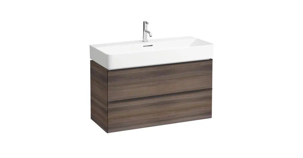 Kiárusítás LAUFEN SPACE Alsószekrény, 2 fiókkal, 810287 tip. mosdóhoz, Sötét szilfa, sötbarna alu kilinccsel 93.5X52X41 - H4102021601031