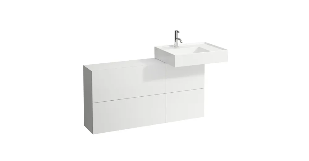 LAUFEN KARTELL BY LAUFEN Oldal polc egy ajtóval és két polccal, mosdó jobbos, Matt fehér 120X61X27 - H4082920336401 Szezonális akció