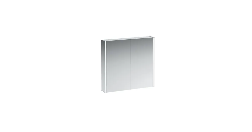LAUFEN FRAME 25 Tükrös szekrény, alumínium, 2 LED világító elemmel és alsó háttérvilágítással, Fényes fehér H4085739001451 Bestseller