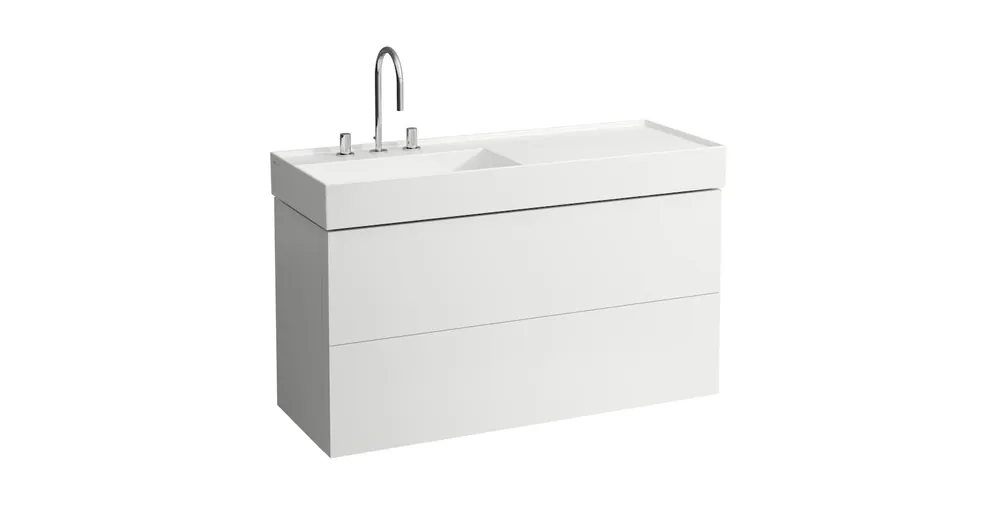 LAUFEN KARTELL BY LAUFEN Alsószekrény két fiókkal, fiókelosztóval, jobb polcos 813332 mosdóhoz, Matt fehér 120X60X45 - H4076480336401 Népszerű