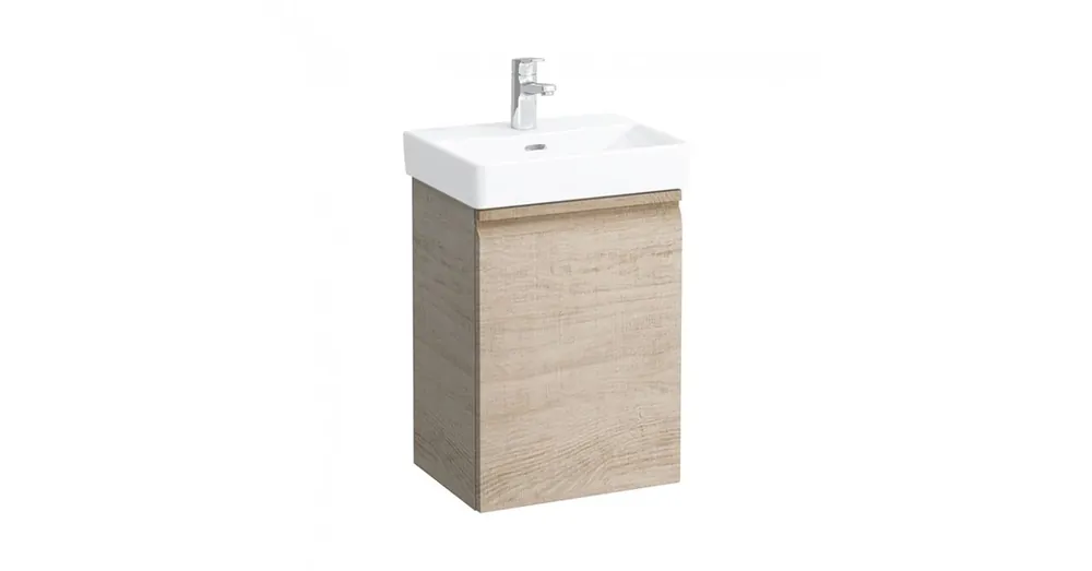 LAUFEN PRO S Alsószekrény, 815961 tip. mosdóhoz, 1 balos ajtóval és 1 üvegpolccal, Fényes tölgy 41.5X58X32 - H4833010964791 Árcsökkenés